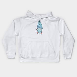 light blue cute bat sleeping upside down Kids Hoodie